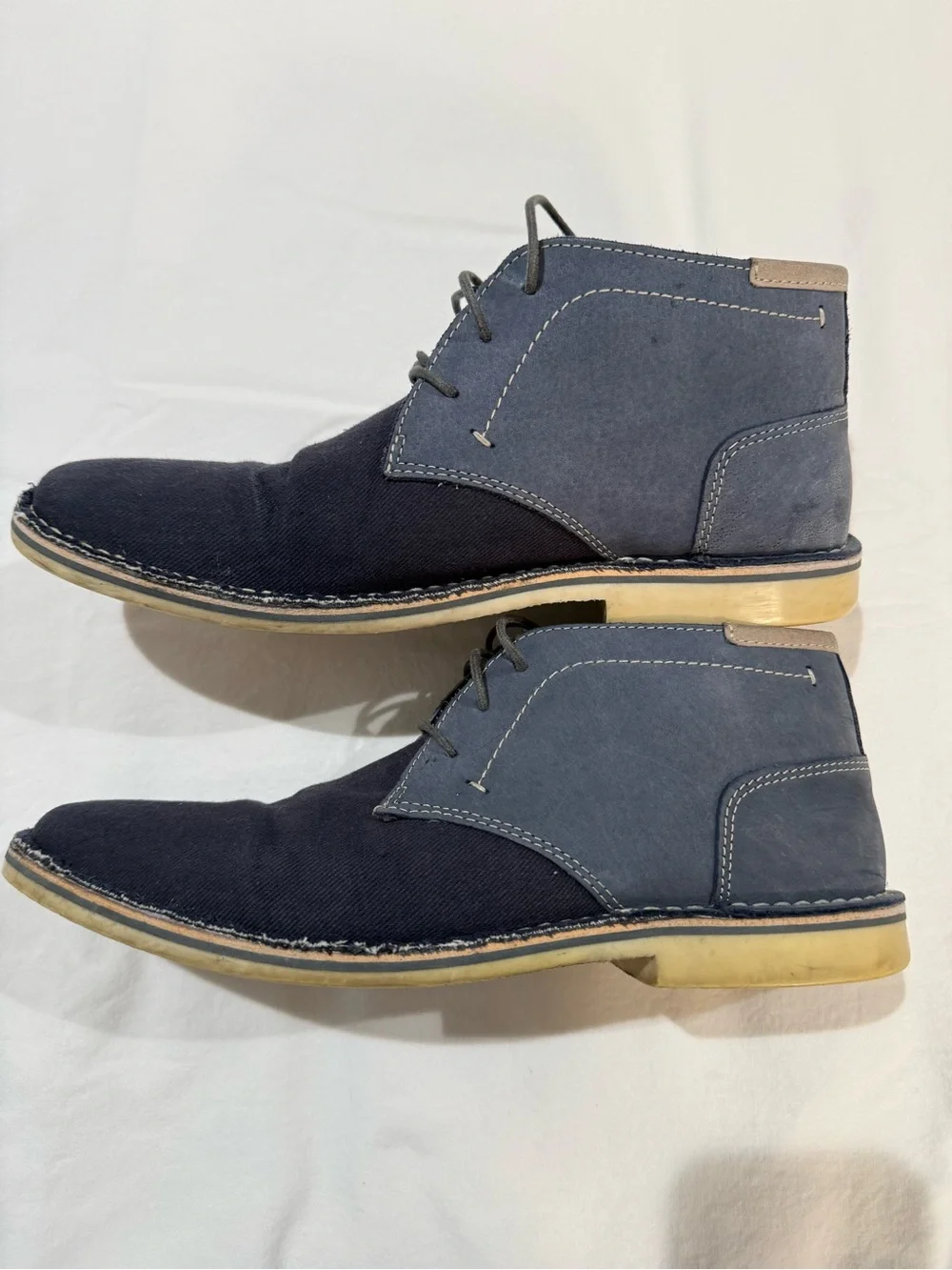 Steve Madden Two-Tone Blue Canvas Chukka Boots